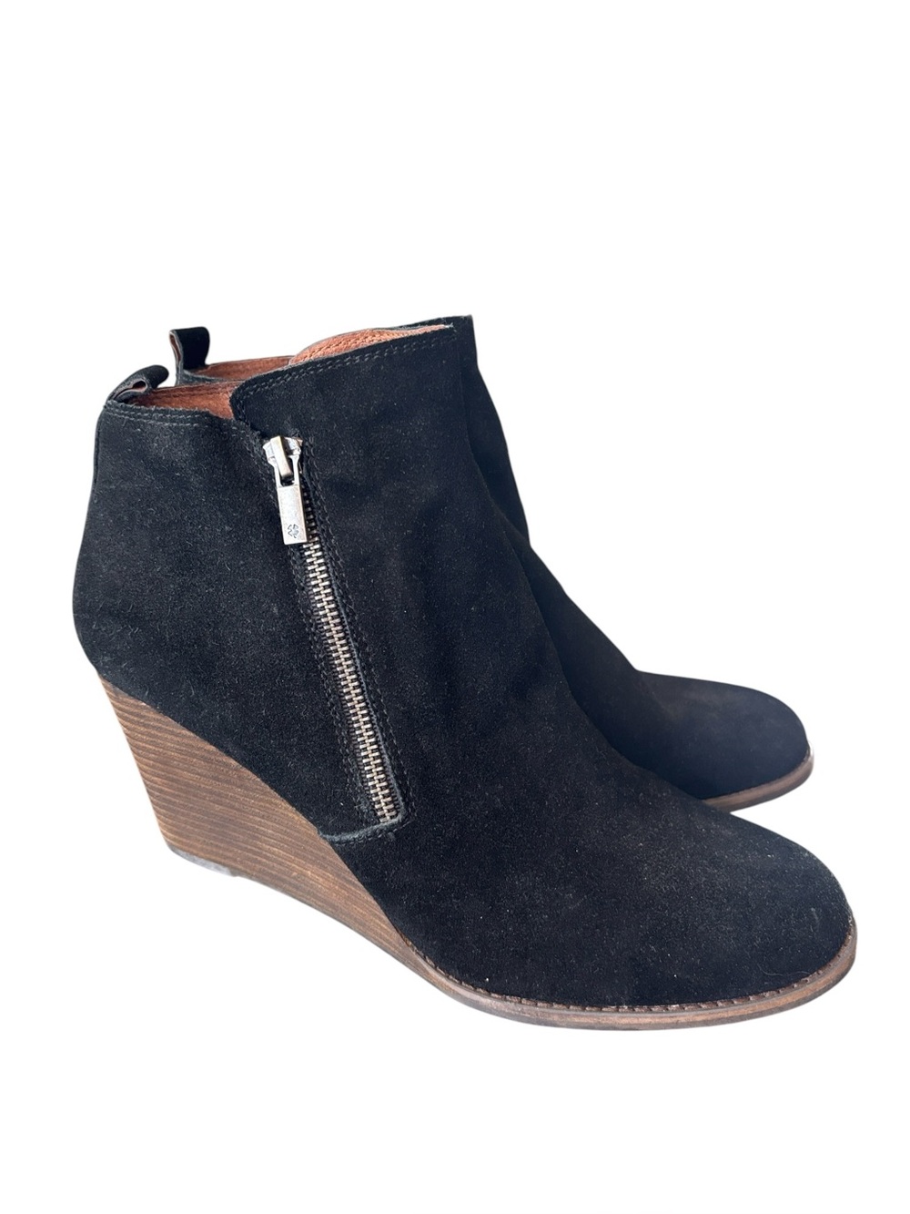 Lucky Brand Yesterr Black‎ Suede Wedge Bootie Size 12